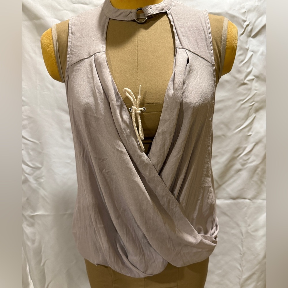 Free People grey deep cut top with neckline detail